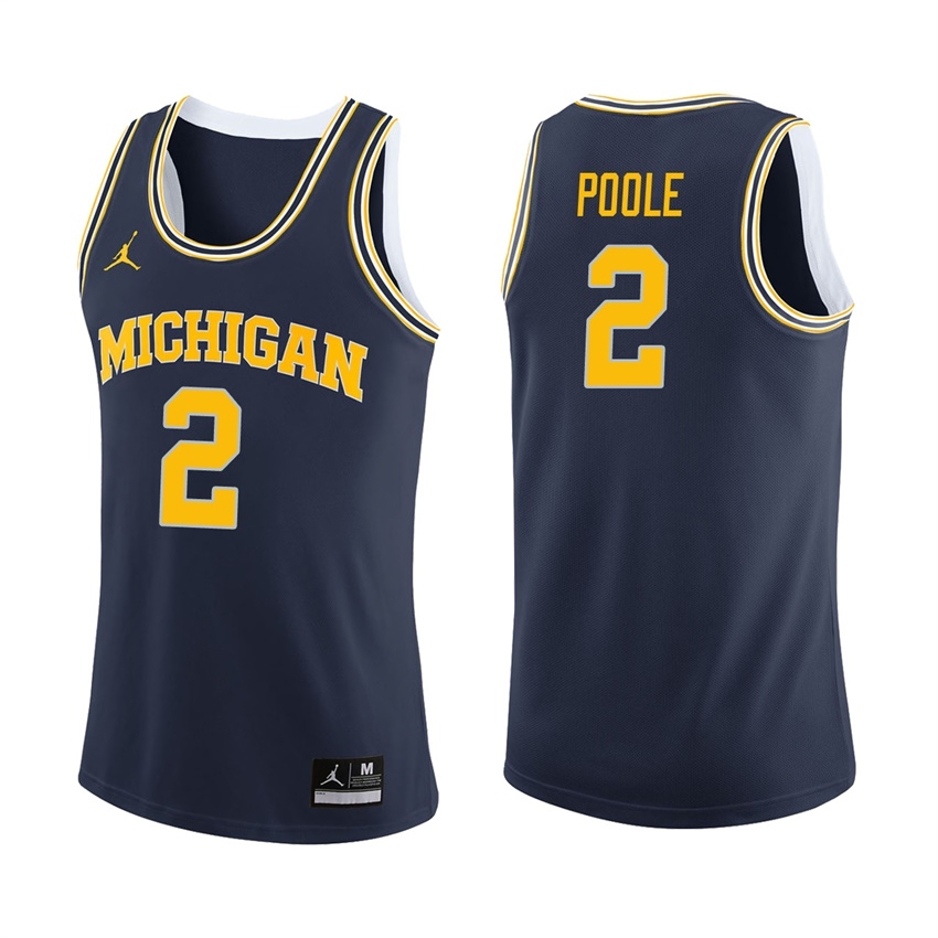 Michigan Wolverines Men's NCAA Jordan Poole #2 Navy College Basketball Jersey UCH6149DD